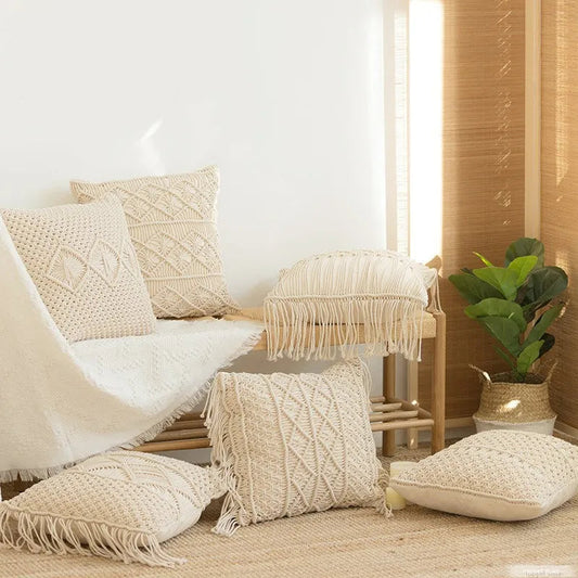 Macrame Hand-Woven Geometry Pillow Covers