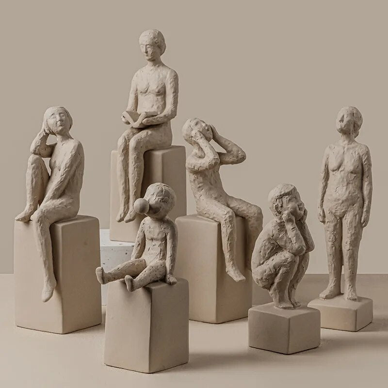 Nordic Retro Art Sculpture Modern Clay Figurine