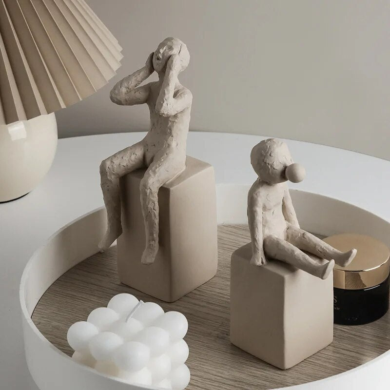 Nordic Retro Art Sculpture Modern Clay Figurine