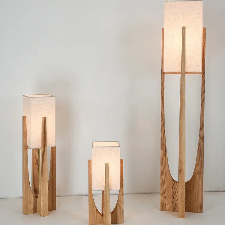 Nordic Solid Wood LED Floor Lamp