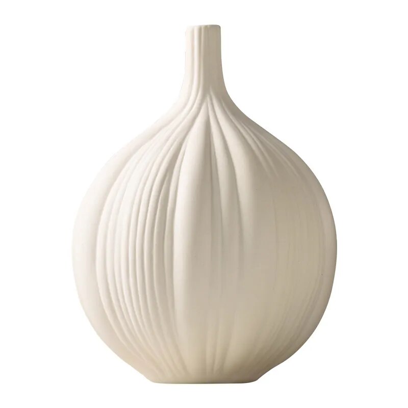 Modern White Ceramic Vases For Artificial Flowers Decorative Figurines