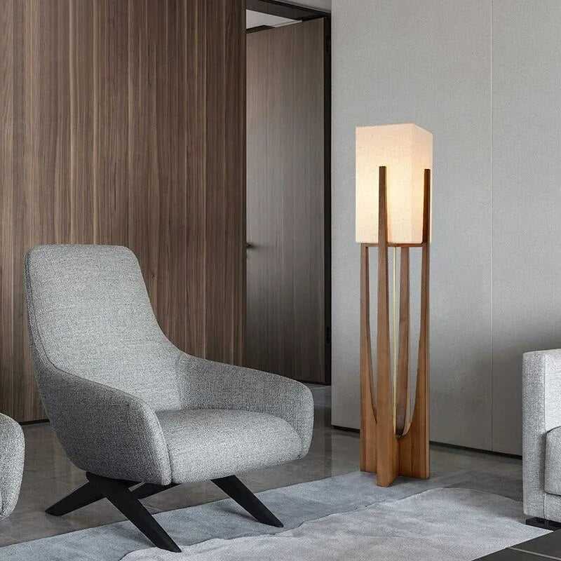 Nordic Solid Wood LED Floor Lamp