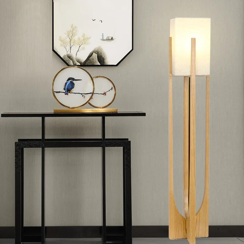 Nordic Solid Wood LED Floor Lamp