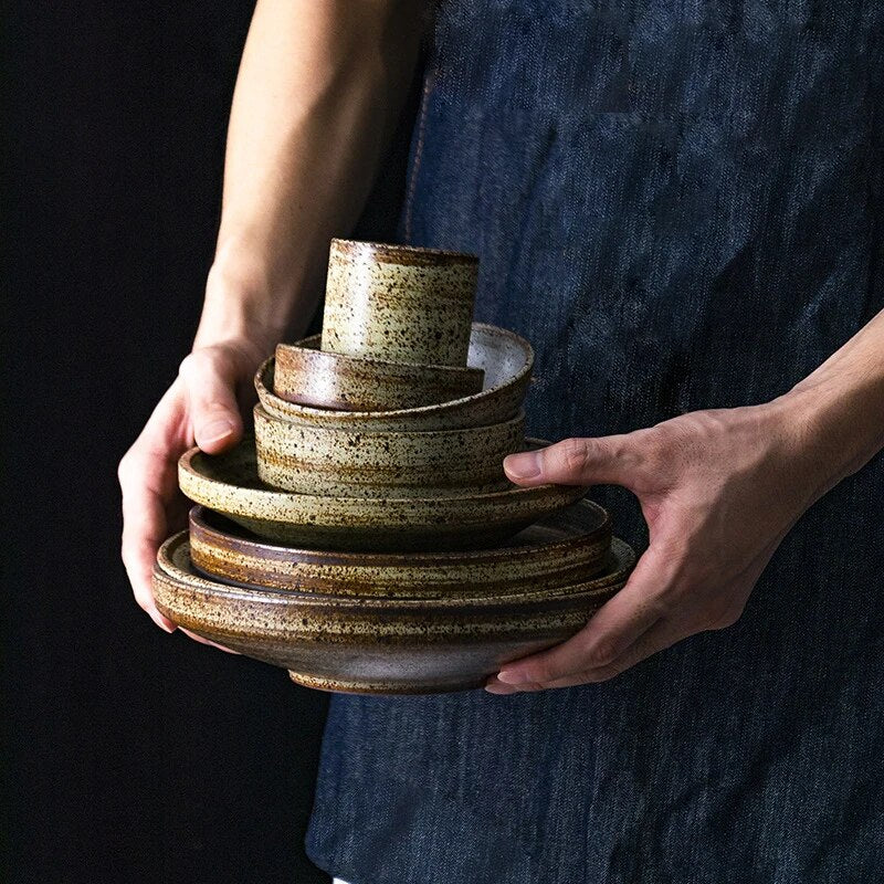 Japanese Style Retro Stoneware Rice Soup Bowl