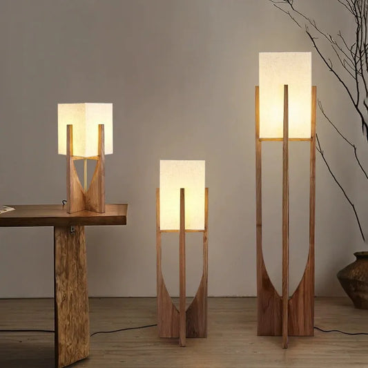 Nordic Solid Wood LED Floor Lamp