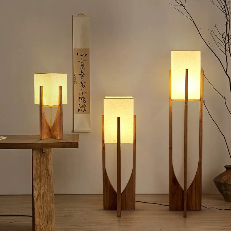 Nordic Solid Wood LED Floor Lamp